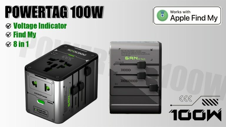World’s First All-in-One 100W Travel Adapter with Find My